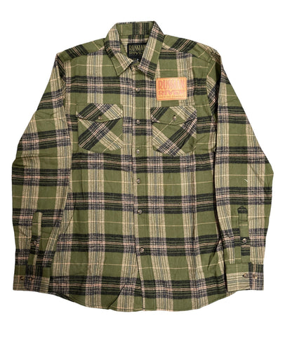 Russian River Custom Flannel Green with Faux Leather Patch