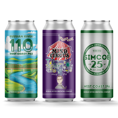 CANS Simcoe 25/Mind Circus Hazy IPA/Russian River 110 12pk Case *SHIPPING IN CA ONLY*